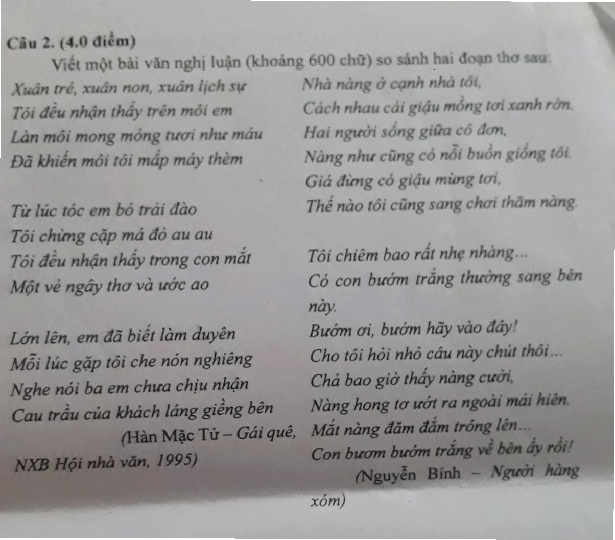 gái quê hàn mặc tử tinh thần tươi mới