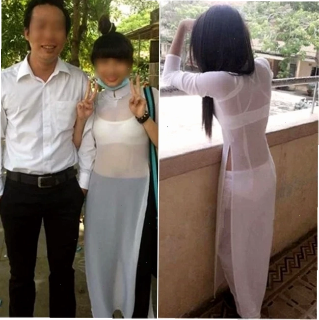 gái xấu mặc áo dài tạo dáng xấu