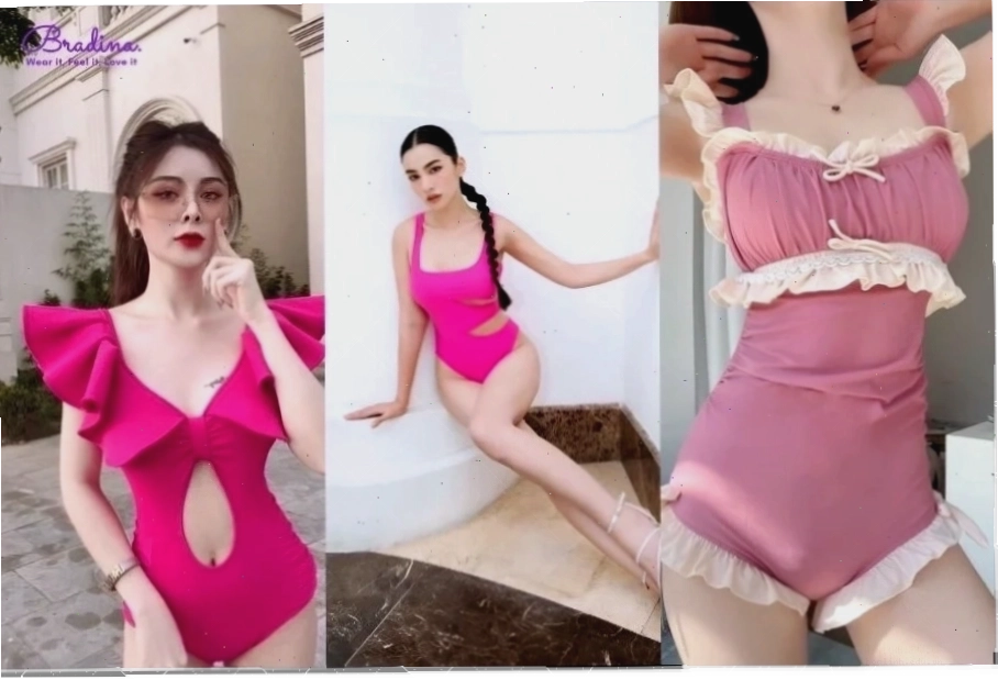 Gái xinh bikini màu hồng bên hồ bơi