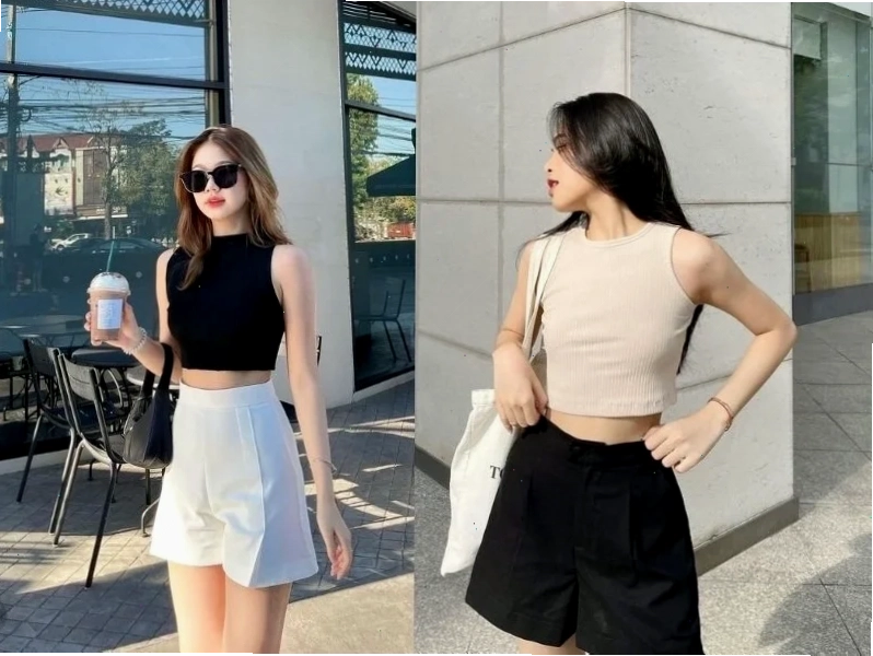 Gái xinh mặc áo croptop ngắn xinh xắn