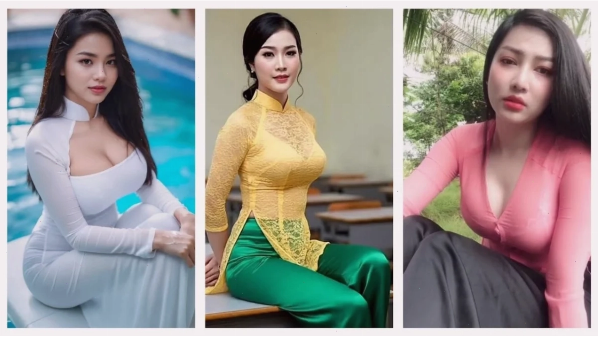 Gái xinh mặc áo dài live livestream Gái xinh mặc áo dài live livestream trong không gian sang trọng
