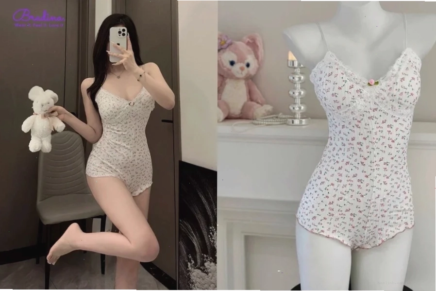 gái xinh mặc áo liền quần