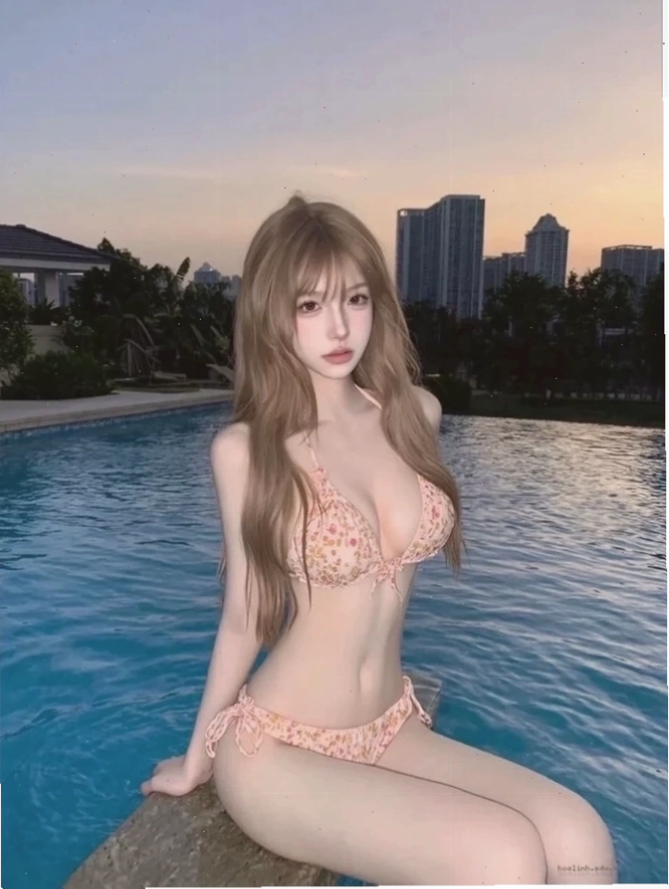 gái xinh mặc bikini đi biển nhìn ra xa