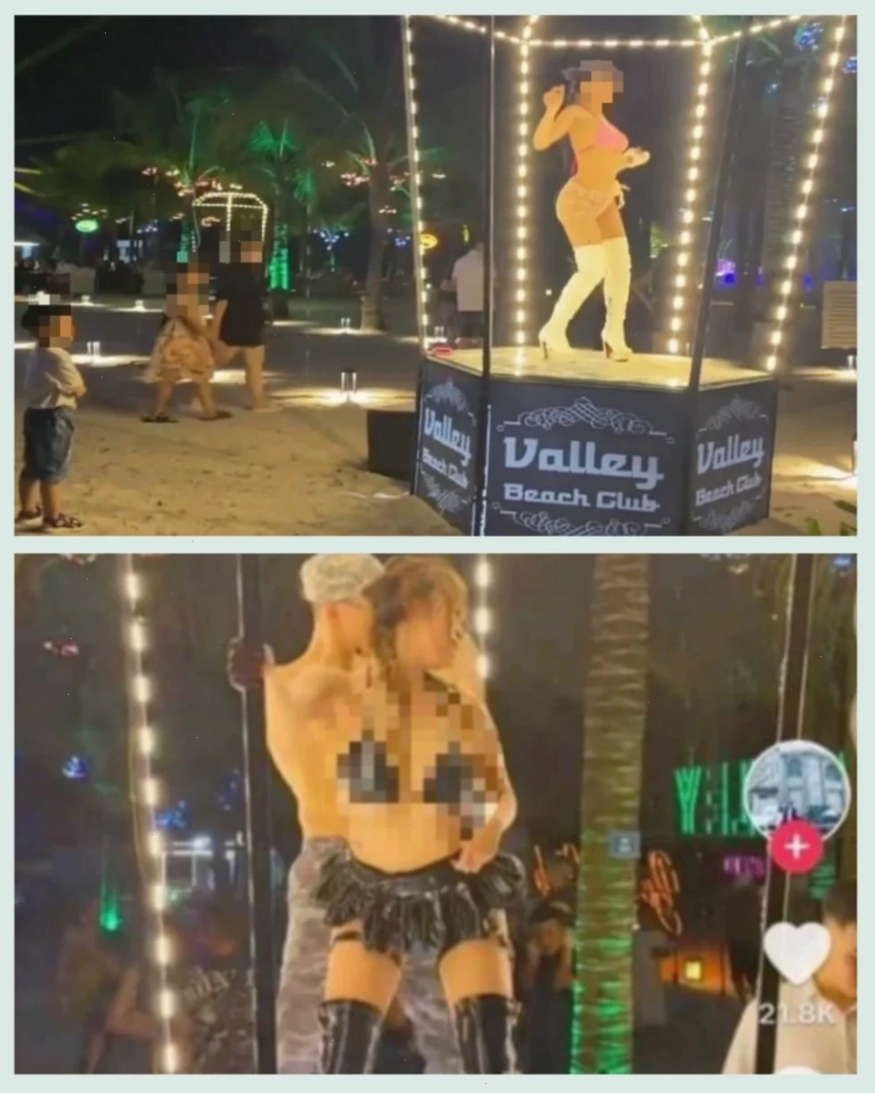 gái xinh mặc bikini nhảy trước đám đông