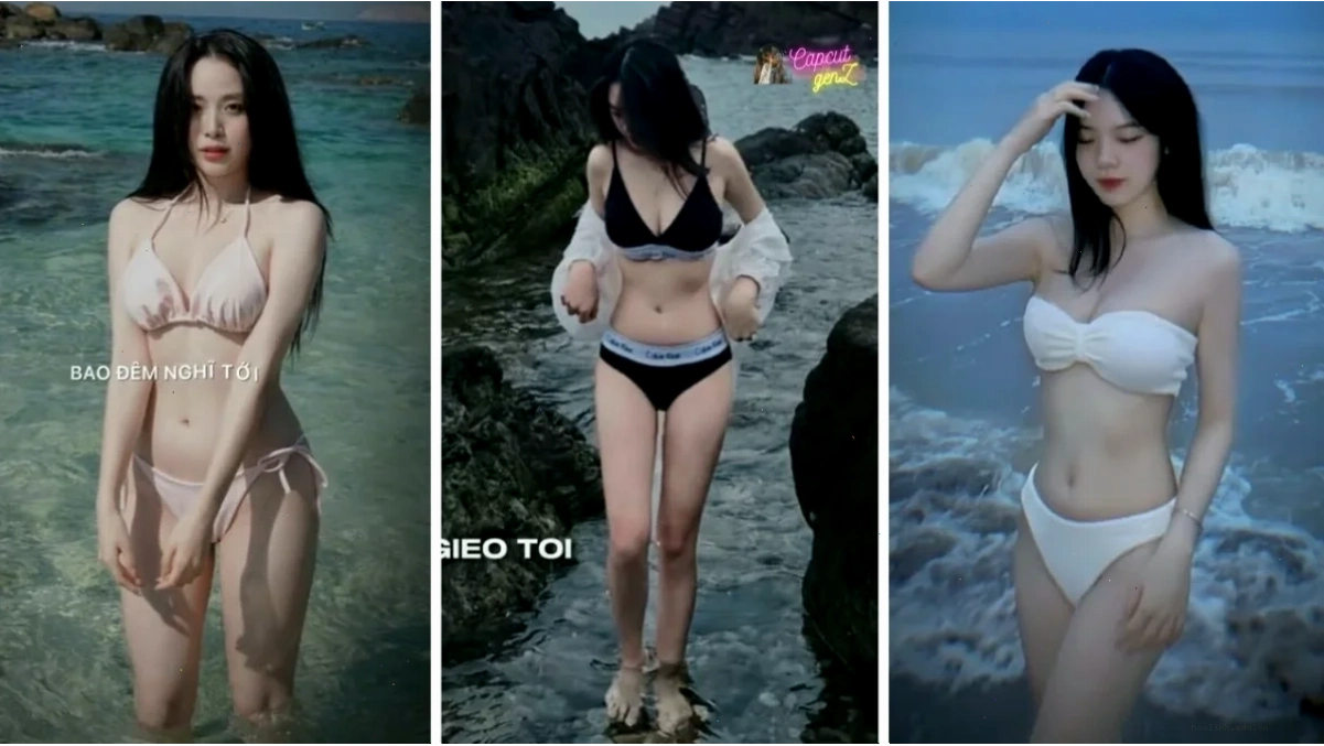 gái xinh mặc bikini nhảy trước đám đông