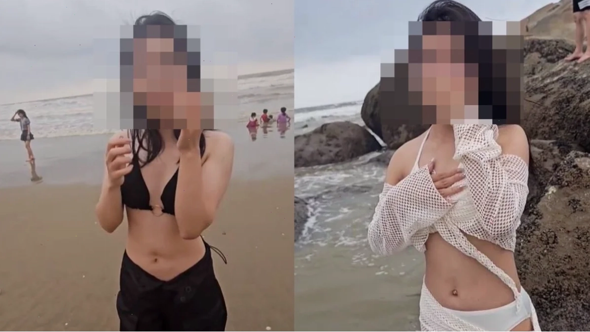 gái xinh mặc bikini nhảy trước đám đông