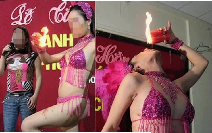 gái xinh mặc bikini nhảy trước đám đông