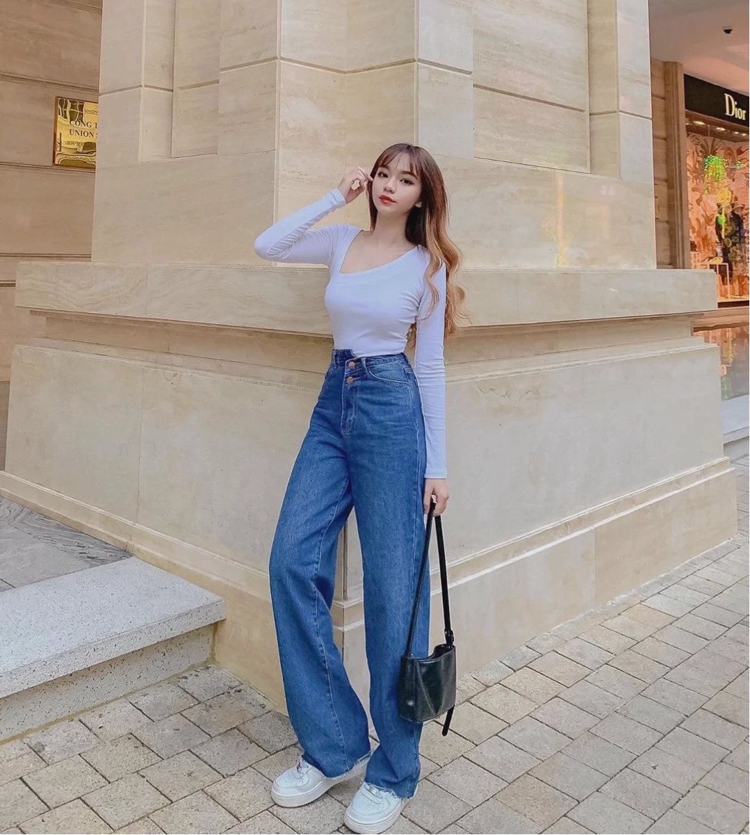 gái xinh mặc quần jean trẻ trung