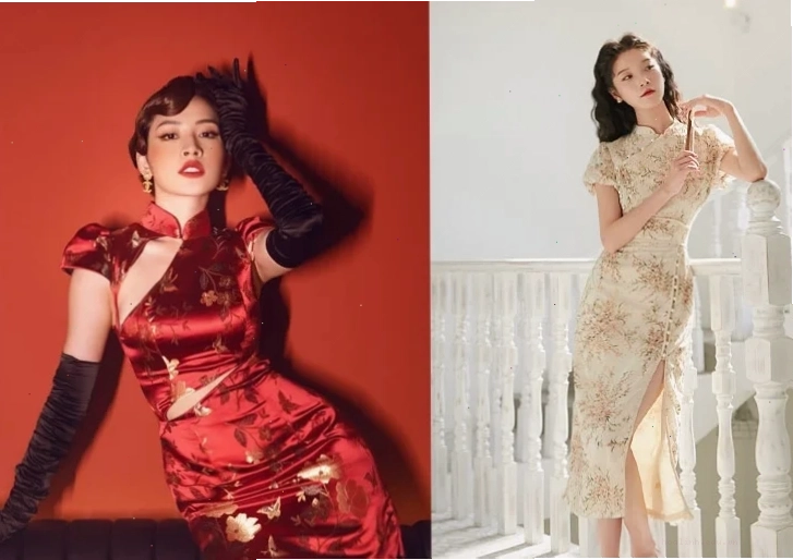 gái xinh mặc sườn xám đơn giản