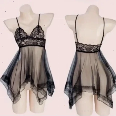 Váy ngủ xuyên thấu mỏng Gái xinh mặc váy ngủ trong suốt nhẹ nhàng
