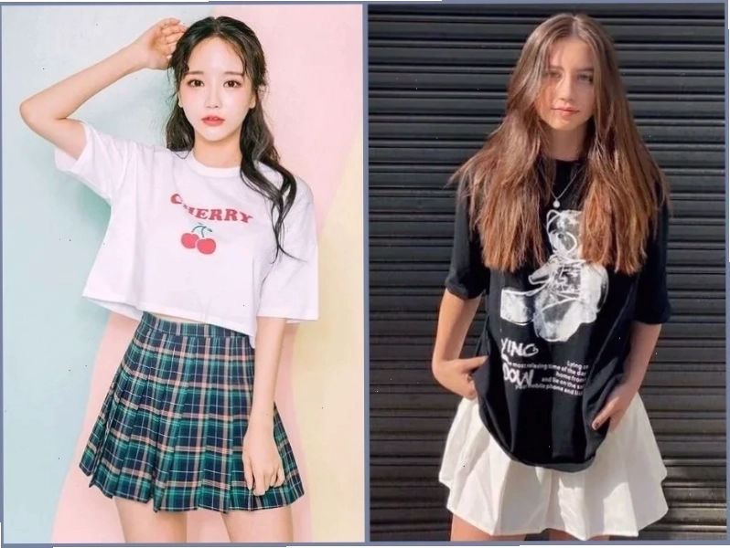 gái xinh mặc váy xếp ly đi làm