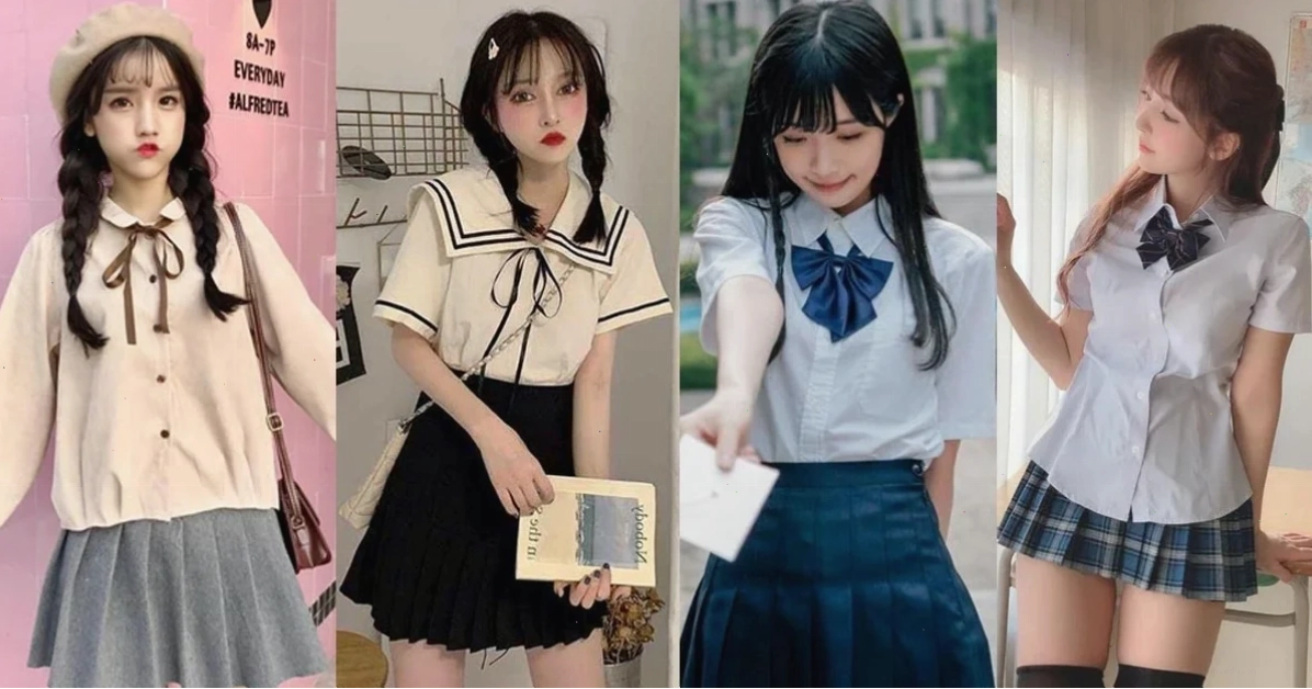 gái xinh mặc váy xếp ly pastel