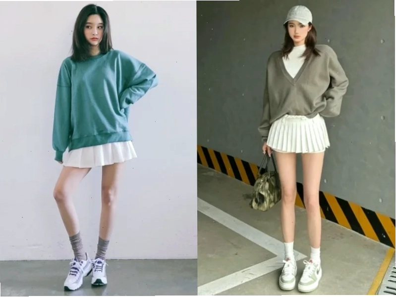 gái xinh mặc váy xếp ly tinh tế