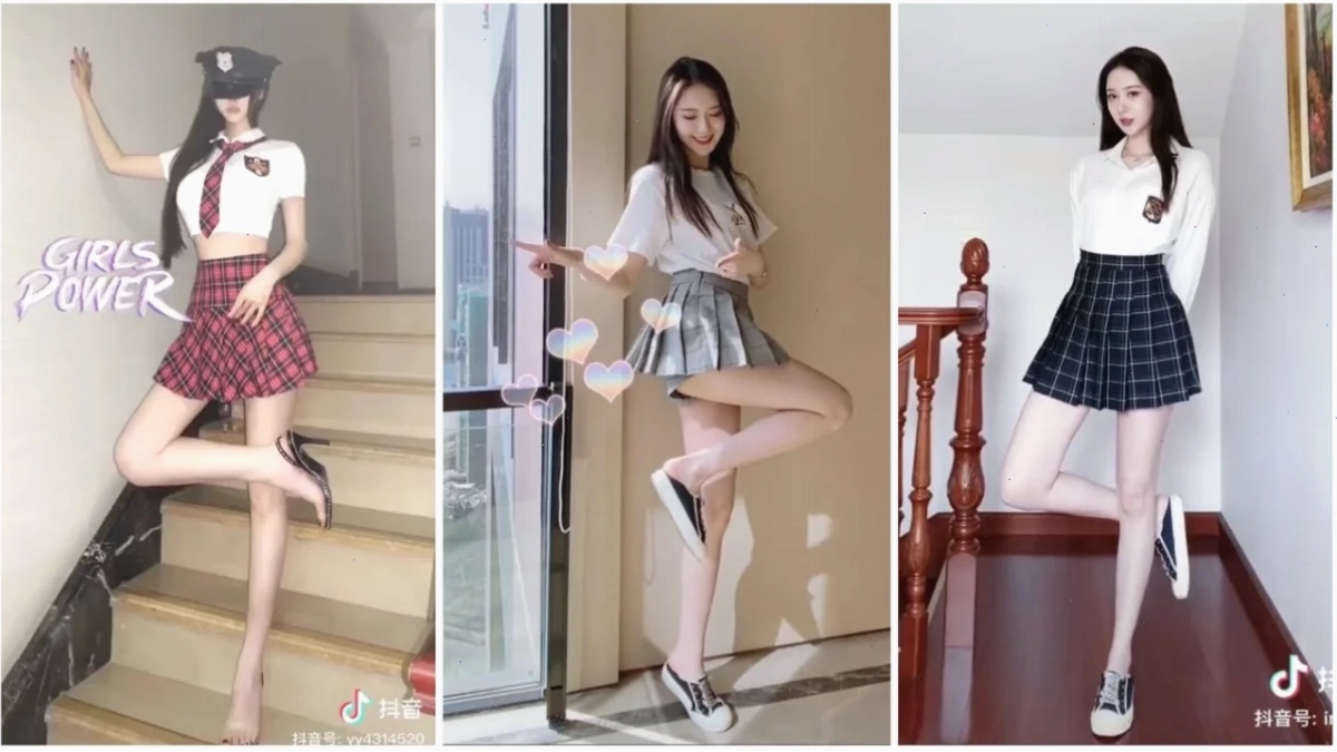 gái xinh trung quốc mặc váy ngắn tiktok vui