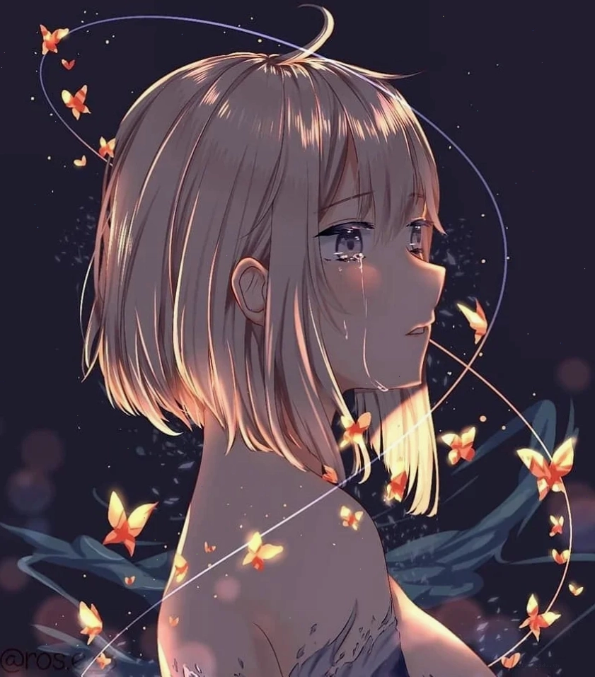 ánh nhìn xa hình ảnh anime cô gái buồn nhìn xa