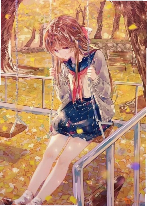 nhìn xuống khẽ hình ảnh anime cô gái buồn nhìn xuống