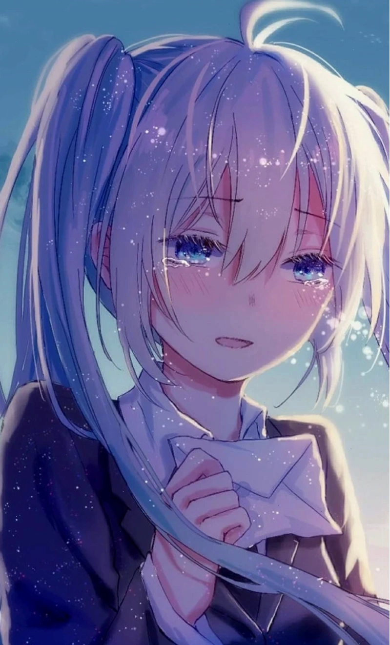 ánh sáng yếu hình ảnh anime cô gái buồn suy tư