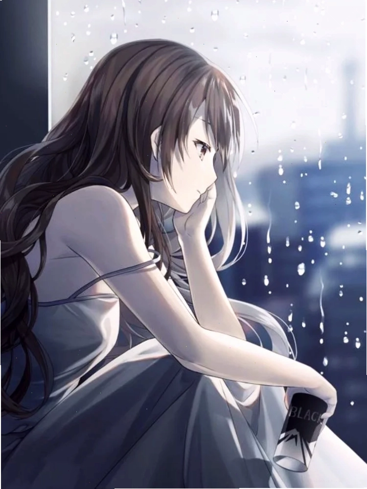 trầm tư khẽ khóc hình ảnh anime cô gái buồn trầm tư