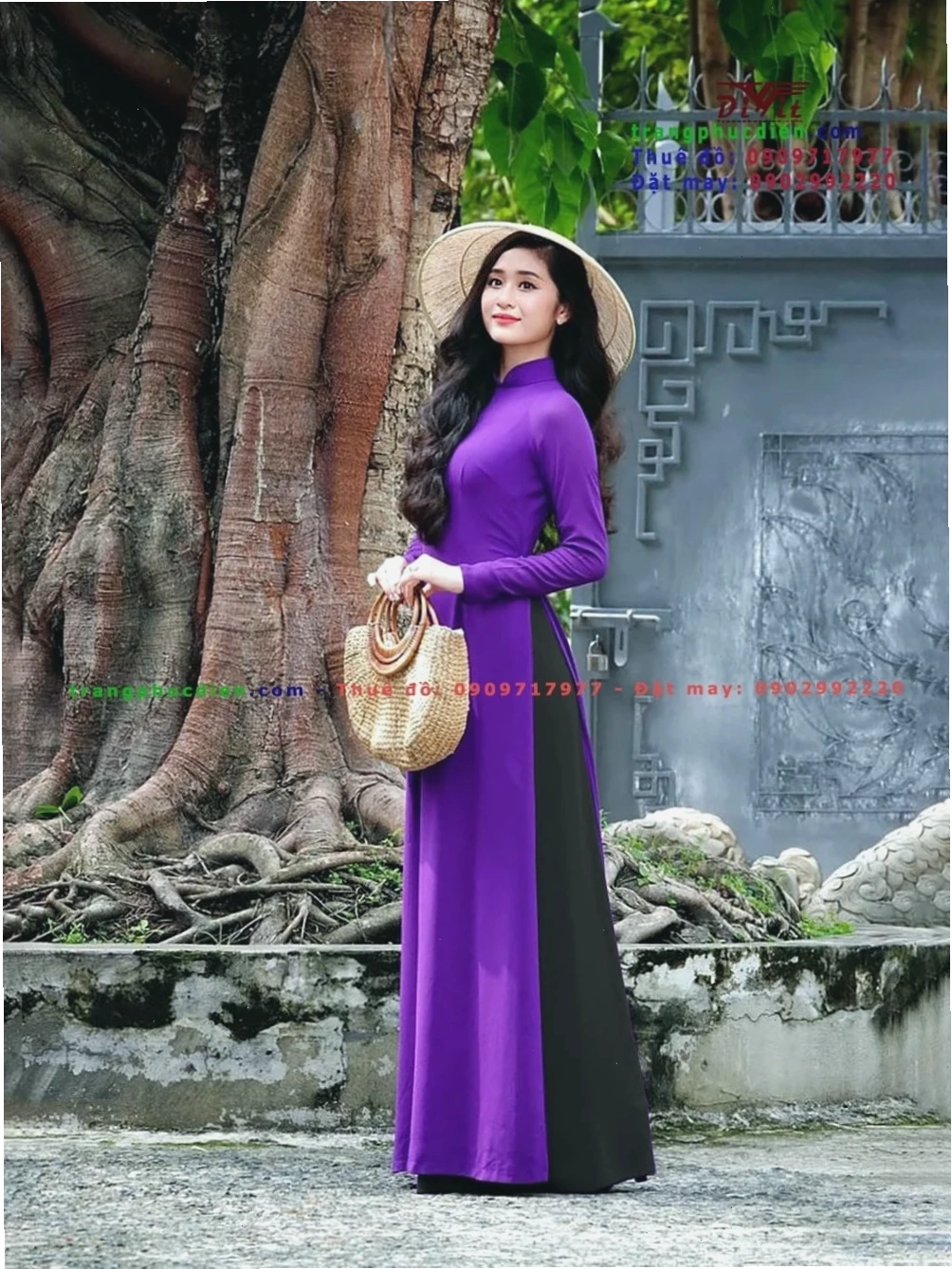 hình ảnh cô gái huế mặc áo dài tím trong buổi trà chiều