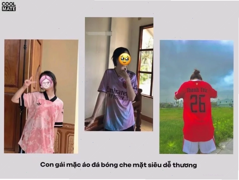 Ảnh áo bóng đá hình ảnh con gái mặc áo bóng đá che mặt