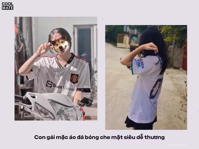 Áo bóng đá ngầu hình ảnh con gái mặc áo bóng đá che mặt ngầu chất