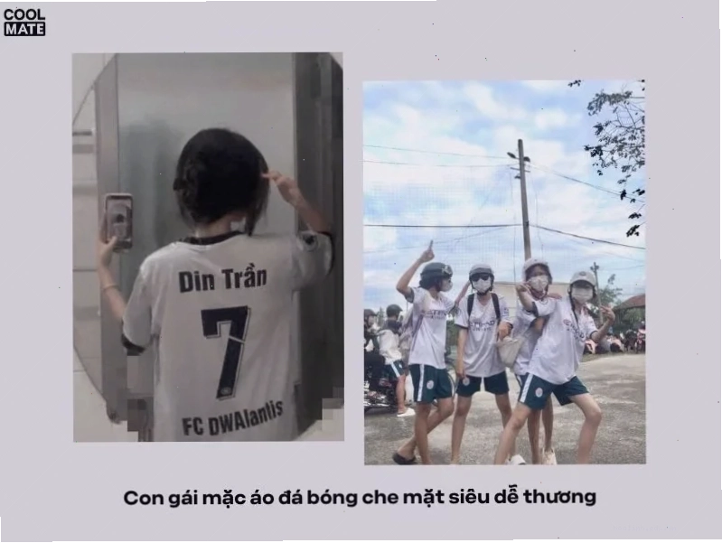 Áo bóng đá phong cách hình ảnh nữ mặc áo bóng đá che mặt ngầu