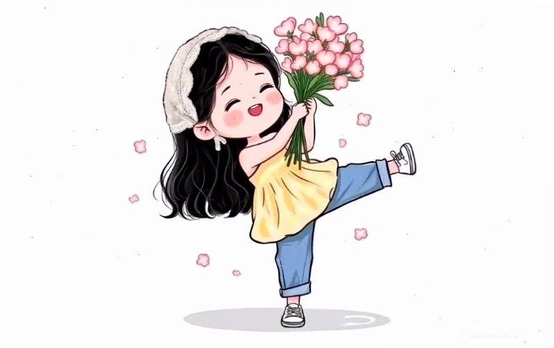 Chibi bong bóng Hình chibi cô gái dễ thương cầm bong bóng
