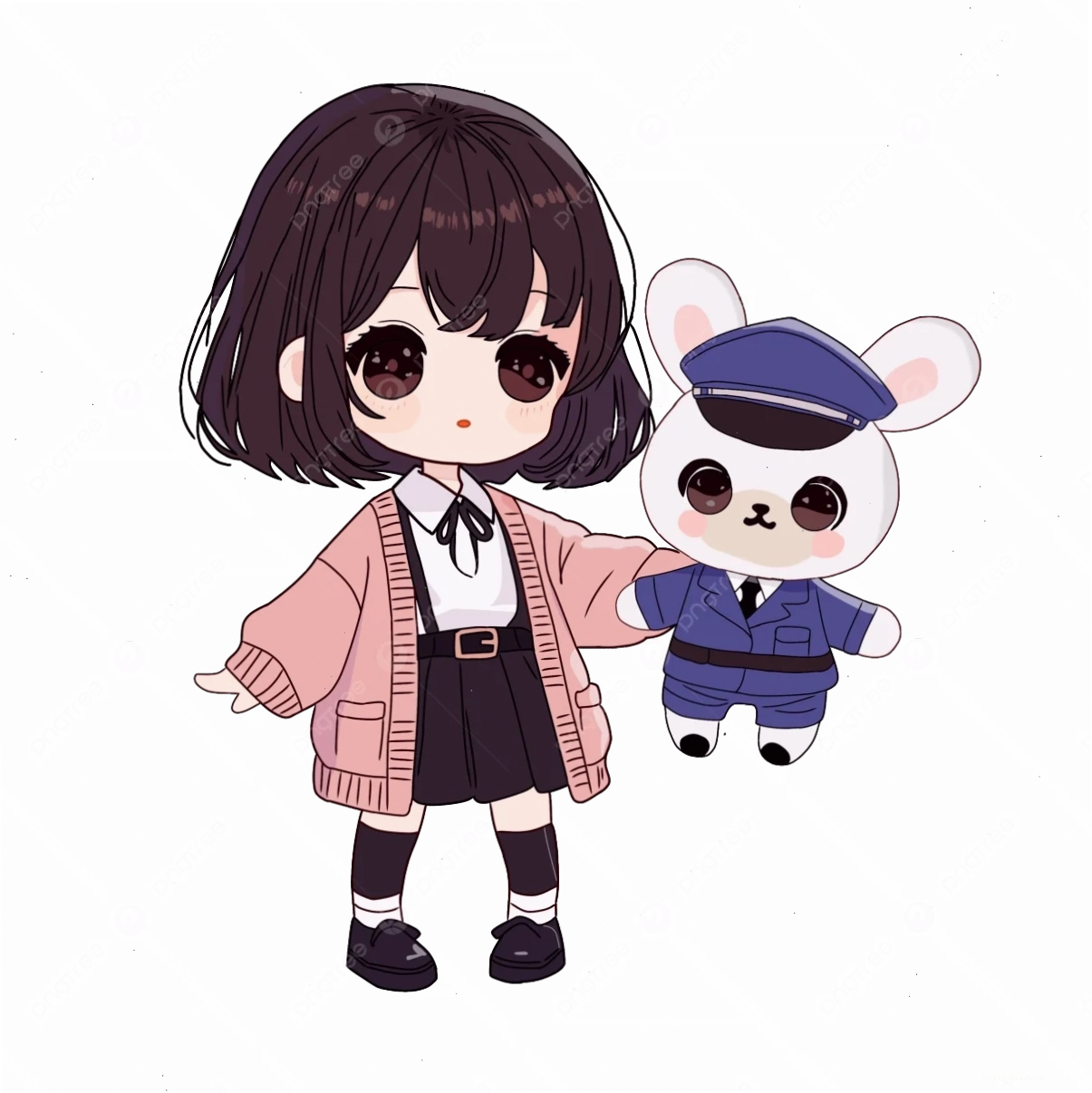 Chibi ăn kem Hình chibi cô gái dễ thương cầm cây kem
