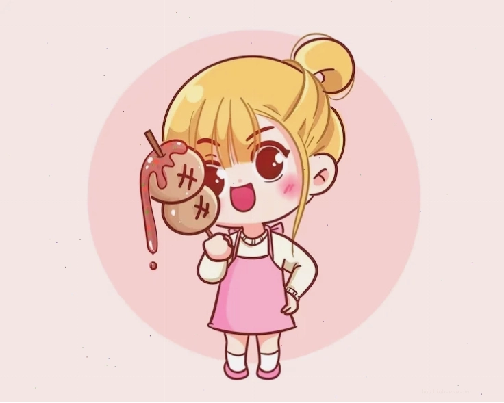 Chibi hoa hồng Hình chibi cô gái dễ thương cầm hoa hồng