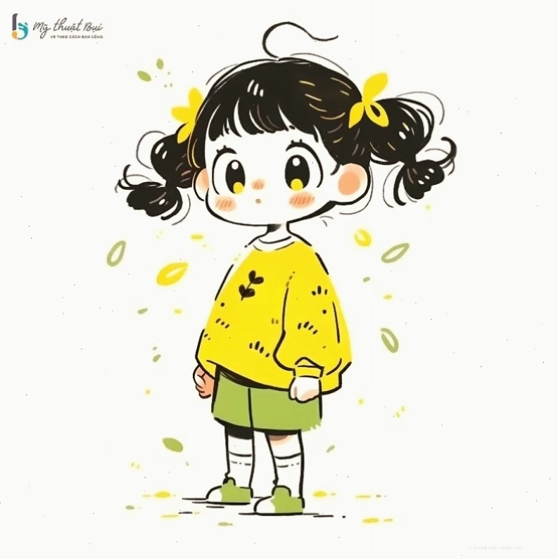 Chibi khăn choàng Hình chibi cô gái dễ thương đeo khăn choàng
