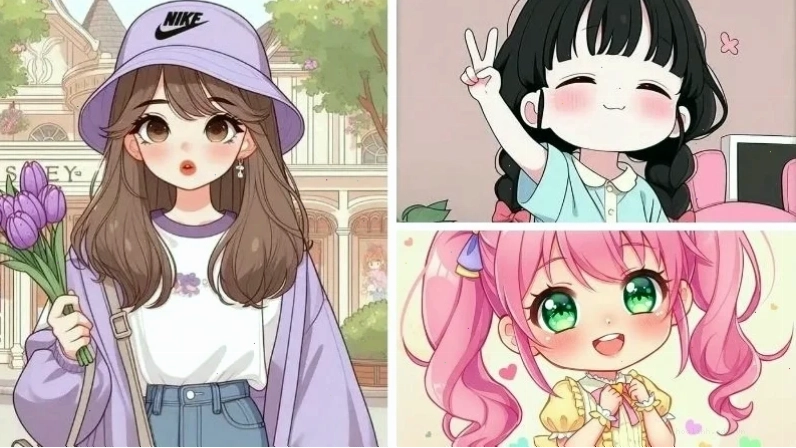 Chibi tóc búi Hình chibi cô gái dễ thương kiểu tóc búi