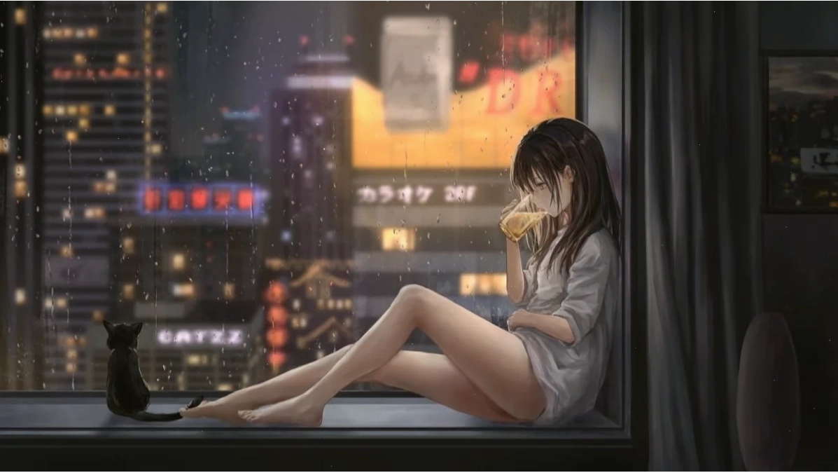 hình người con gái buồn đi bộ