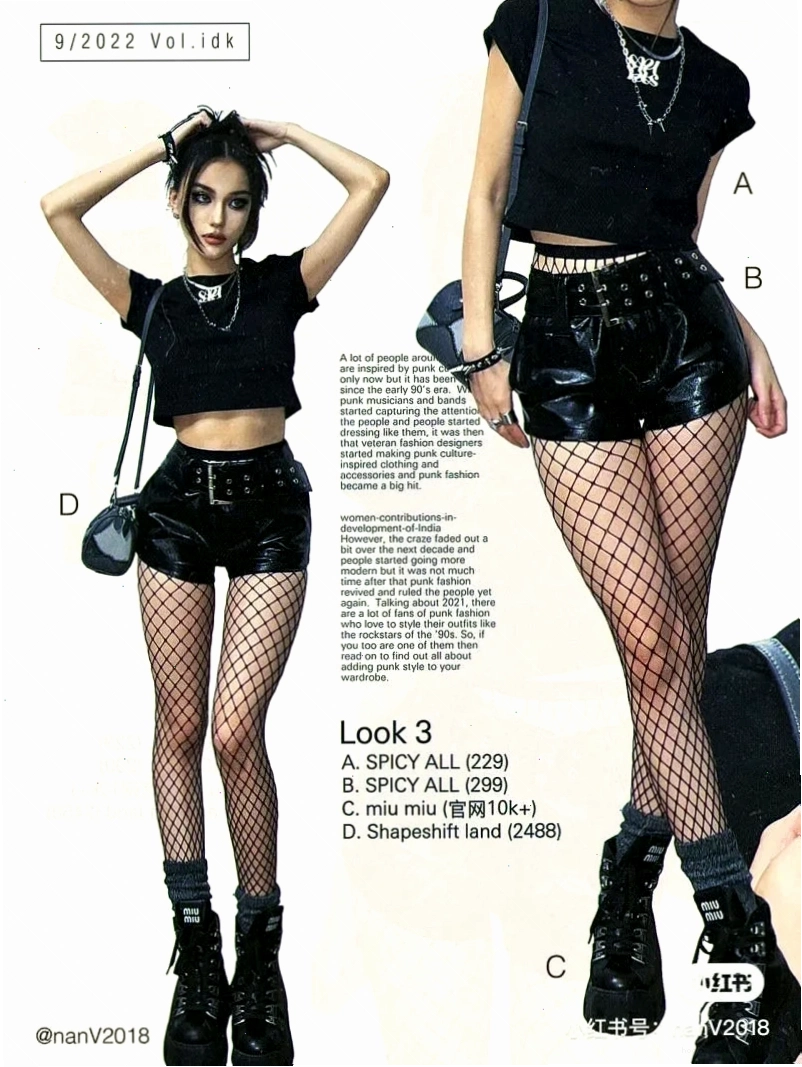 Style cá tính Kết hợp tất lưới cùng bốt da