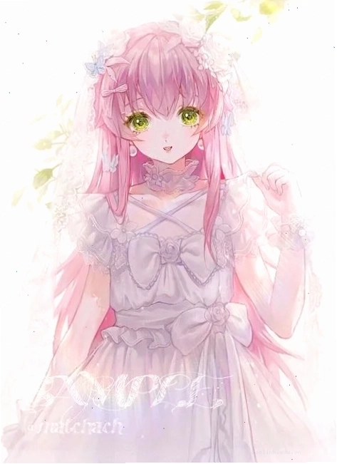 Một cô gái anime tóc hồng phong cách