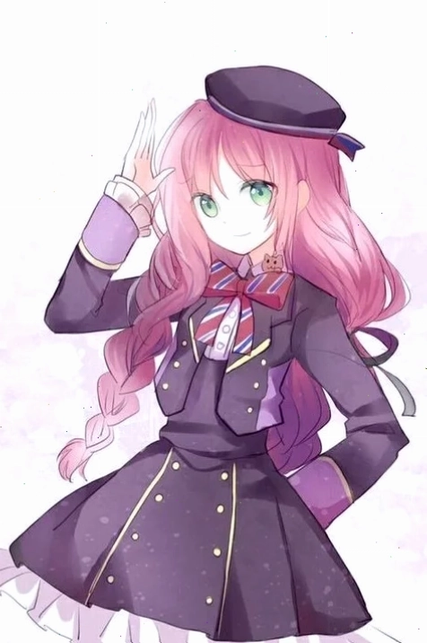 Một cô gái anime tóc hồng với ánh mắt sắc lạnh