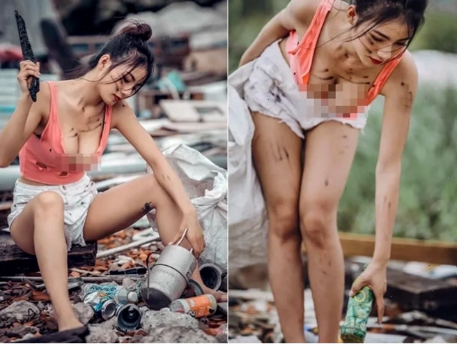 Gái xinh khoe dáng Một cô gái mặc trang phục gợi cảm ngoài phố