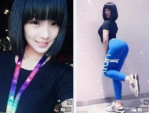 Một cô gái trung quốc mu to tạo dáng tại studio