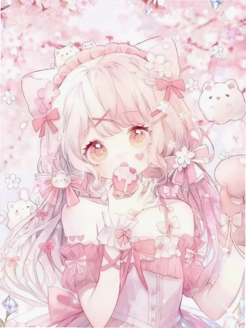 Một nhân vật anime hầu gái tóc hồng