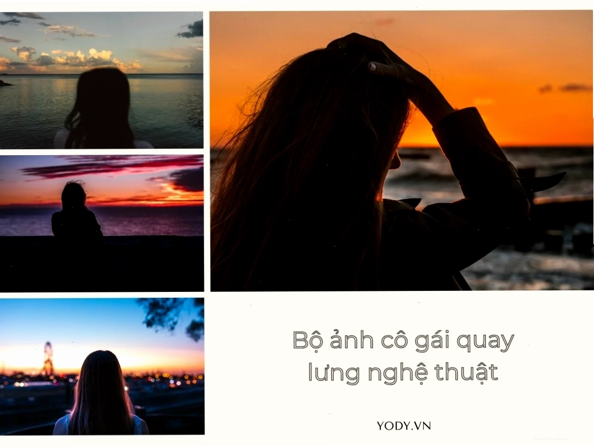 Phía sau lưng cô gái trước một hồ nước