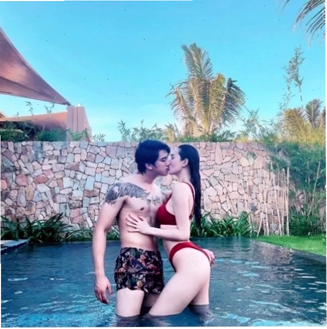 trai hôn gái mặc bikini