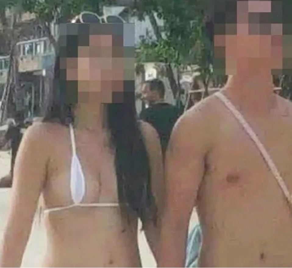 trai hôn gái mặc bikini