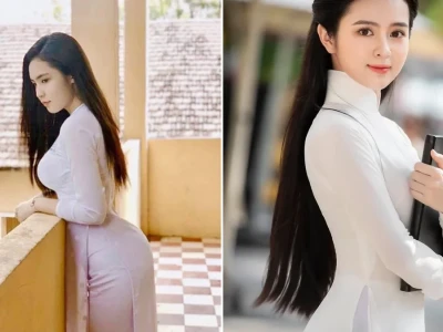 Ngắm nhìn nhan sắc em gái mặc áo dài gây sốt mạng xã hội
